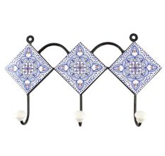 Blue Floral Ceramic Wall Hook Online