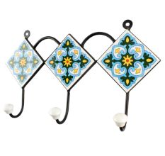 Turquoise Ceramic Tile Wall Hook