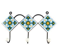 Turquoise Ceramic Tile Wall Hook