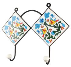 Turquoise Leaf Ceramic Tile Hook Online