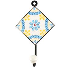 Turquoise Tiny Flower Ceramic Tile Hook