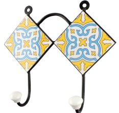 Yellow Ceramic Floral Tile Hook 