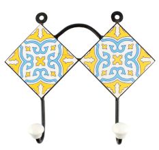 Yellow Ceramic Floral Tile Hook 