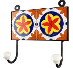 Orange Flowerl Ceramic Tile Hook