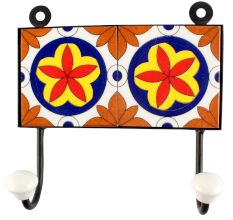 Orange Flowerl Ceramic Tile Hook