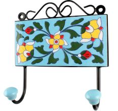 Forest Green Leaf Ceramic Tile Hook