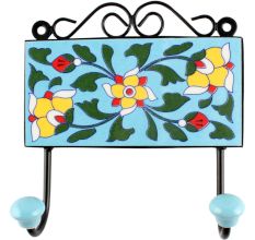 Forest Green Leaf Ceramic Tile Hook