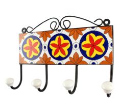 Orange Flower Ceramic Tile Hook