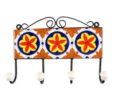 Orange Flower Ceramic Tile Hook