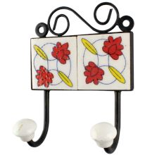 Red Tiny Flower Ceramic Tile Hook