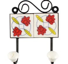 Red Tiny Flower Ceramic Tile Hook