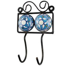 Turquoise Round Ceramic Tile Wall Hook