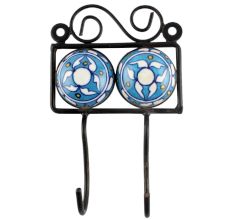 Turquoise Round Ceramic Tile Wall Hook