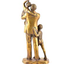 Exquisite Brass Father and Children Statue 