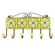 Yellow Ceramic Floral Tile Hook