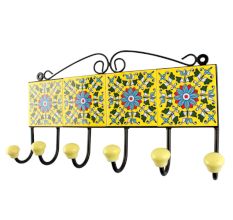 Sunflower Ceramic Tile Hook in Turquoise 