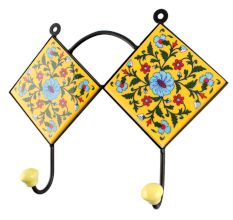 Turquoise Tiny Wheel Flower Ceramic Tile Hook