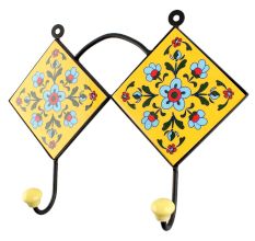 Turquoise Tiny Flower Ceramic Tile Hook