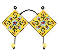 Turquoise Tiny Flower Ceramic Tile Hook