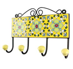 Yellow Ceramic Floral Tile Hook Online