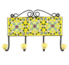 Yellow Ceramic Floral Tile Hook Online