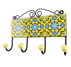 Turquoise Sunflower Ceramic Tile Hook Online