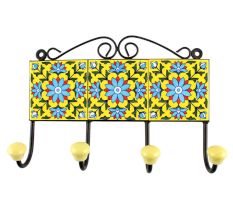 Turquoise Sunflower Ceramic Tile Hook Online