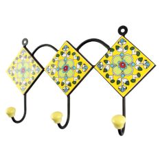 Yellow Ceramic Floral Tile Hook
