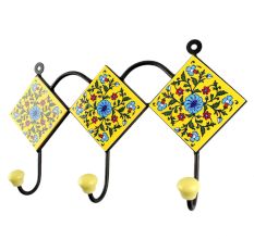 Turquoise Wheel Flower Ceramic Tile Hook 