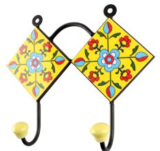 Turquoise Tiny Flower Ceramic Tile Hook