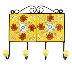 Brown Tiny Flower Ceramic Tile Hook Online