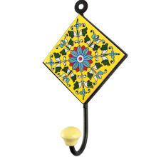 Sunflower Ceramic Tile Hook in Turquoise