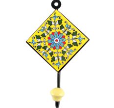 Sunflower Ceramic Tile Hook in Turquoise