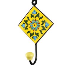 Yellow Floral Ceramic Tile Hook