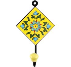 Yellow Floral Ceramic Tile Hook