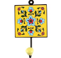 Turquoise Tiny Ceramic Tile Hook