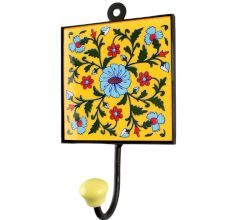 Turquoise Wheel Flower Ceramic Tile Hook Online