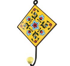 Turquoise Tiny Flower Ceramic Tile Hook