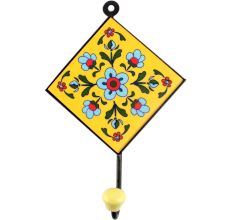 Turquoise Tiny Flower Ceramic Tile Hook
