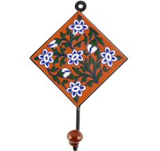 Brown Floral Ceramic Tile Wall Hook