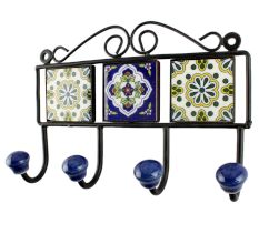 Multicolor Ceramic Floral Tile Hook
