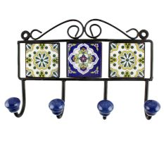 Multicolor Ceramic Floral Tile Hook