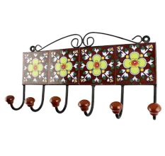 Pea Green Flower Ceramic Tile Hook