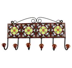 Pea Green Flower Ceramic Tile Hook