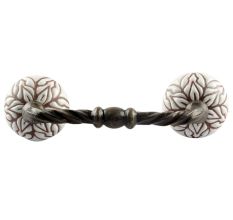 White amaryllis Floral Etched Ceramic Cut Bridge Handle
