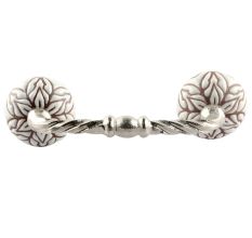 White amaryllis Floral Etched Ceramic Cut Bridge Handle