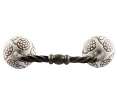 White With Brown Marigold Etched Ceramic Cut Bridge Handle Online