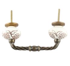 White With Brown Marigold Etched Ceramic Cut Bridge Handle Online