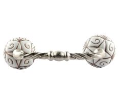 White Base Brown Etched Ceramic Cut Bridge Handle