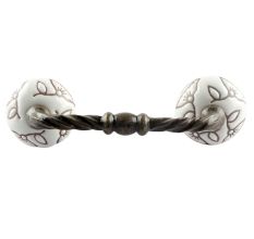 White Calla Lily Etched Ceramic Cut Bridge Handle